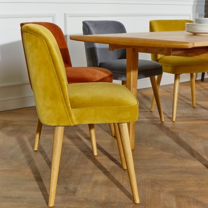 APOLLINE - Chaises scandinaves en chêne massif et velours