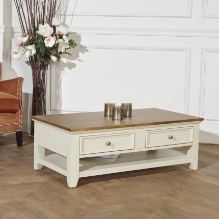 Table basse rectangle double plateau 4 tiroirs - ARCHER