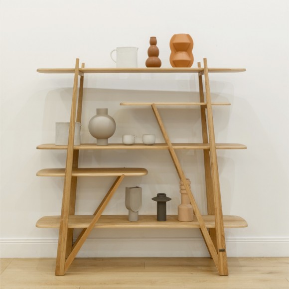 FERNAND design rek - Eigentijdse stijl in massief eikenhout, 5 planken