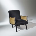 Fauteuil vintage canné noir, CUBA