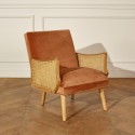 Fauteuil vintage canné caramel, CUBA
