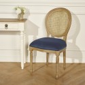 Chaise Médaillon en cannage bleu marine