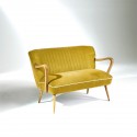 Banquette vintage velours jaune
