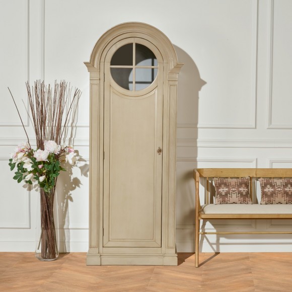 Banc d'entrée style contemporain en bois avec poignées métal