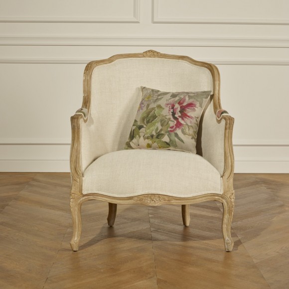 VICTOR COUNTRY - Sillón bergère estilo romántico en lino premium, 1 plaza