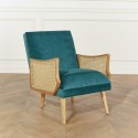 Fauteuil vintage canné turquoise, CUBA
