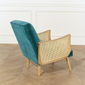 Fauteuil vintage canné turquoise, CUBA