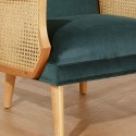 Fauteuil vintage canné bleu paon, CUBA