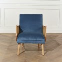 Fauteuil vintage canné bleu orage, CUBA
