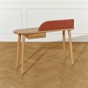 Bureau console en chêne et velours, DAVIS