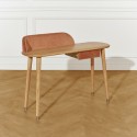 Bureau console en chêne et velours, DAVIS