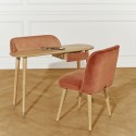 Bureau console en chêne et velours, DAVIS