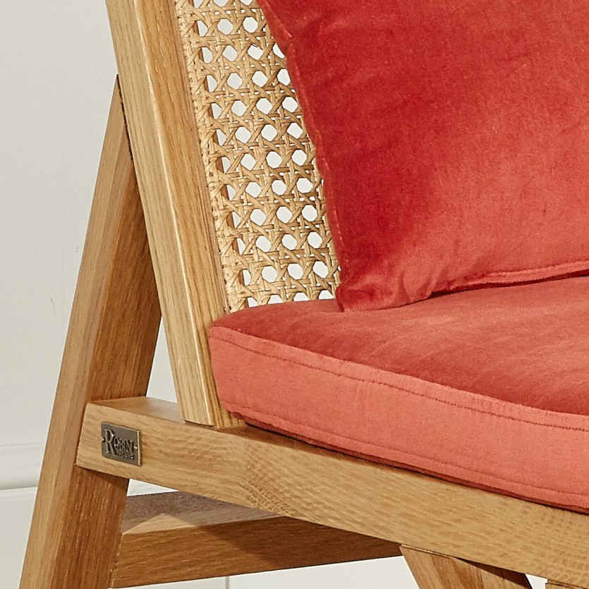 Banquette scandinave en chêne et cannage