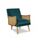 Fauteuil vintage canné caramel, CUBA