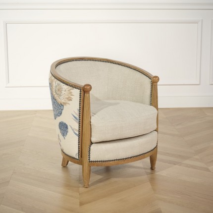 Petit Fauteuil tonneau CAROLE, Fleur de pavot