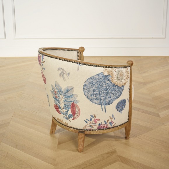 Petit Fauteuil tonneau CAROLE, Fleur de pavot