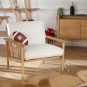ALBERTINE - Fauteuil style contemporain en chêne et lin naturel, 1 place