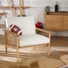 ALBERTINE - Fauteuil style contemporain en chêne et lin naturel, 1 place