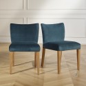 Chaises velours MELANIA, bleu paon