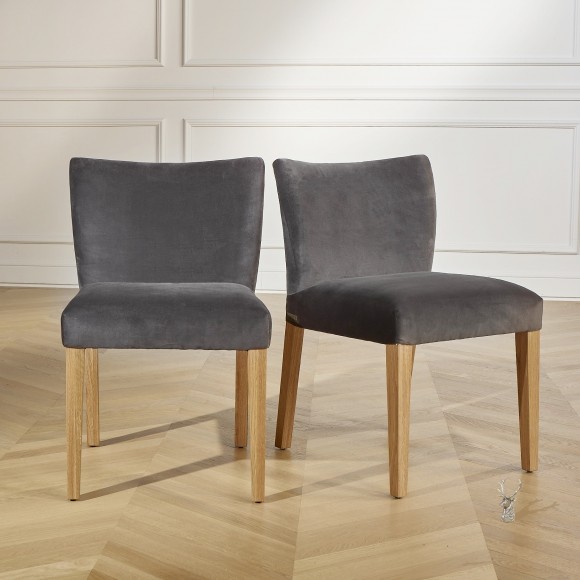 Chaises velours MELANIA, grise