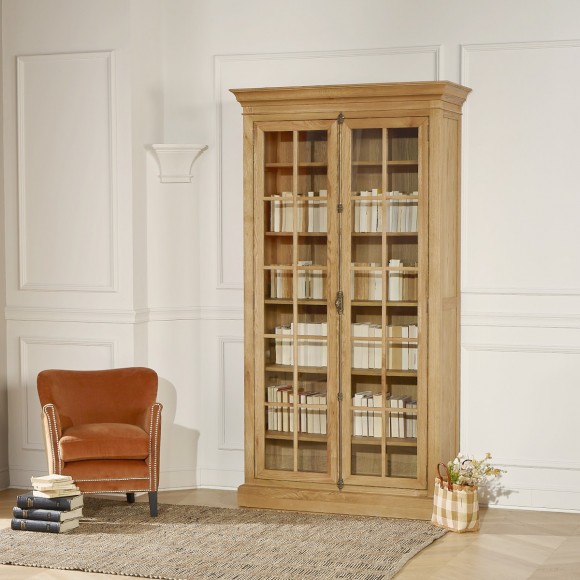 Petite bibliothèque scandinave en bois 3 tiroirs et 4 étagères DALHIA