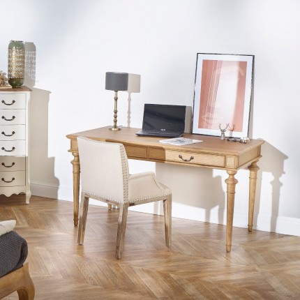 Büro YVAN - Shabby-Chic-Stil, Eichenplatte, 2 Schubladen