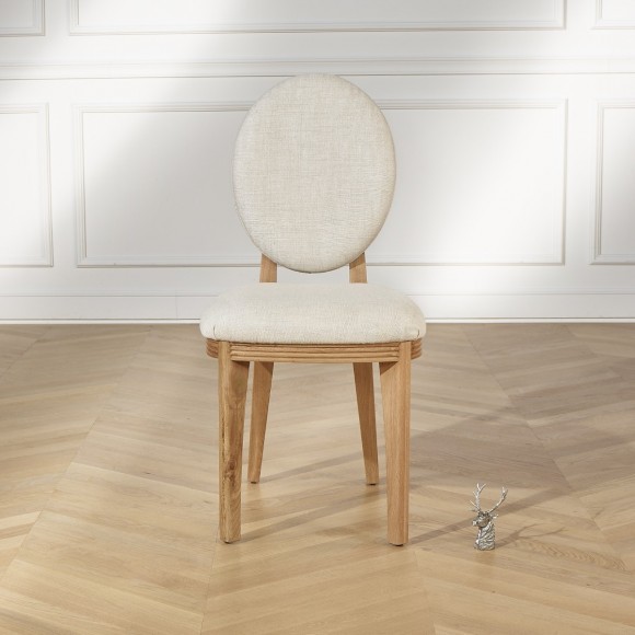 2 Chaises médaillon contemporaines, lin, CALVIN, le lot de 2 2 Chaises médaillon contemporaines, lin, CALVIN, le lot de 2