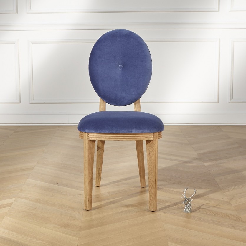 2 Chaises médaillon contemporaines, velours, CALVIN, le lot de 2