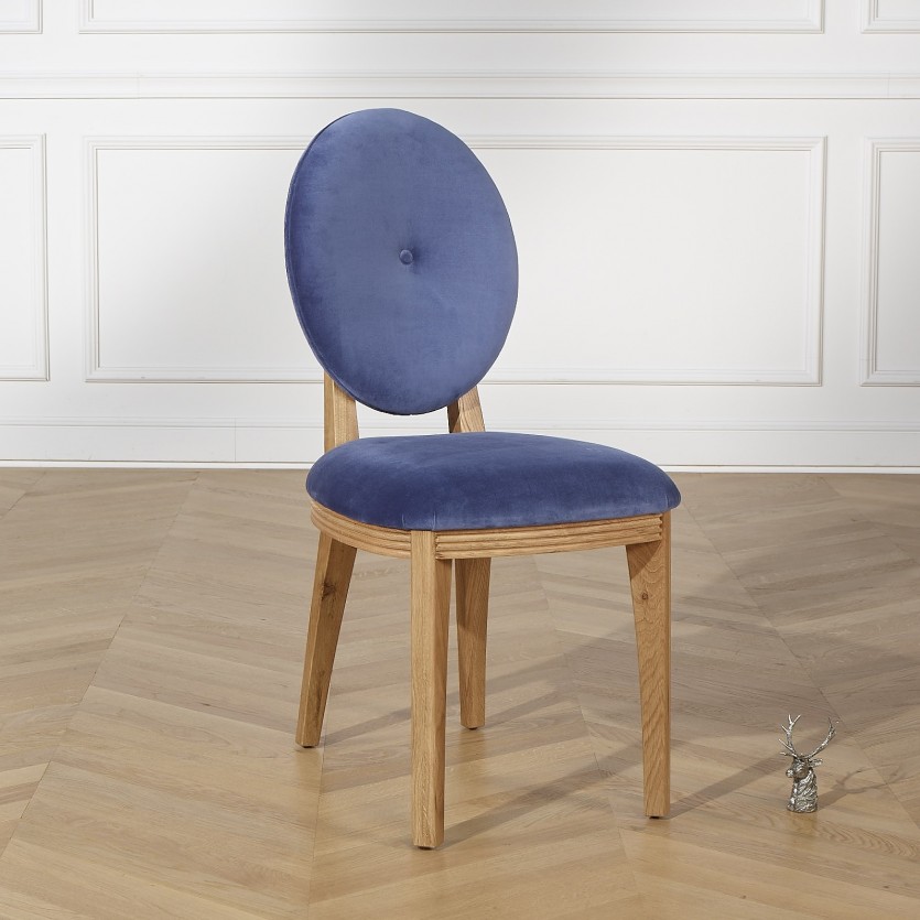 2 Chaises médaillon contemporaines, velours, CALVIN, le lot de 2
