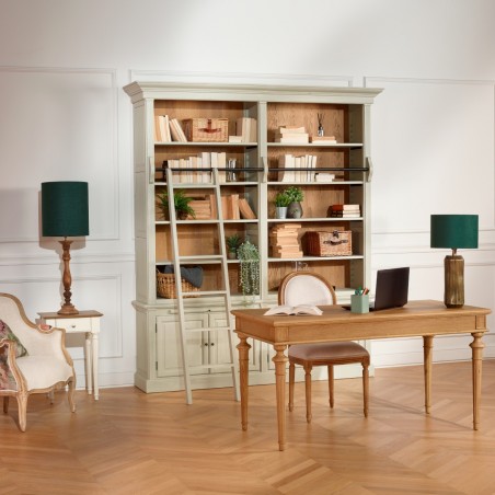 FRANCOIS - Bibliothèque en bois avec échelle coulissante