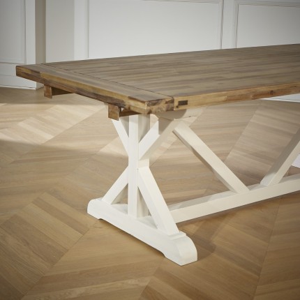 table rectangle à manger blanche et bois robin des bois 
