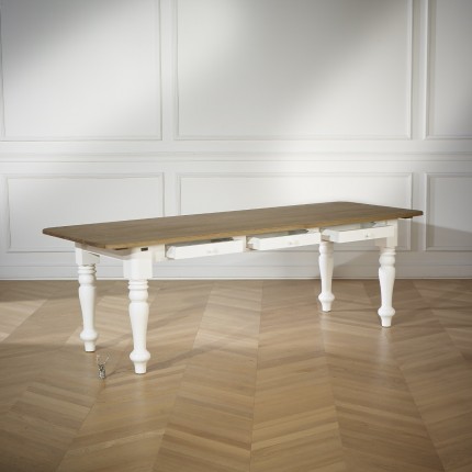 Table de repas avec tiroirs blanche robin des bois 