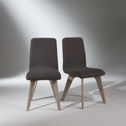 Chaises, chêne, lin gris, pieds fuselés, SIXTY