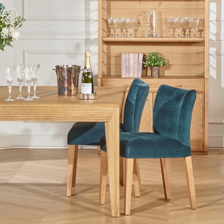 Chaises MELANIA, chêne massif, velours, lot de 2