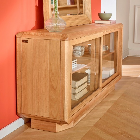 ONTARIO - Vetrina in rovere stile contemporaneo, 2 ante, modulo con base