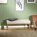 IRVINE - Banc d\'entrée style contemporain en bois massif et tissu lin coton, 130 cm