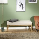 IRVINE - Banc d'entrée style contemporain en bois massif et tissu lin coton, 130 cm