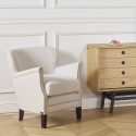 MAX - Fauteuil club clouté style moderne, en tissu anti-feu et bois massif, 1 place