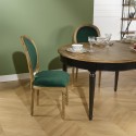 Chaises Médaillon, chêne et velours vert, lot de 2