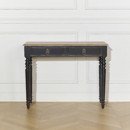 ANGLOIS - Shabby chic style entry console, oak top, white or black patina