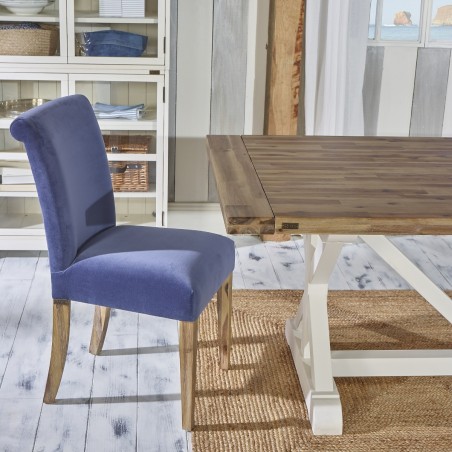 ALIX - Chaises en acacia massif et velours, lot de 2