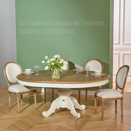 Table Ronde Blanche Pied Central Baroque 120cm avec rallonge - Windsor