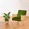 Fauteuil vintage canné vert vintage, CUBA