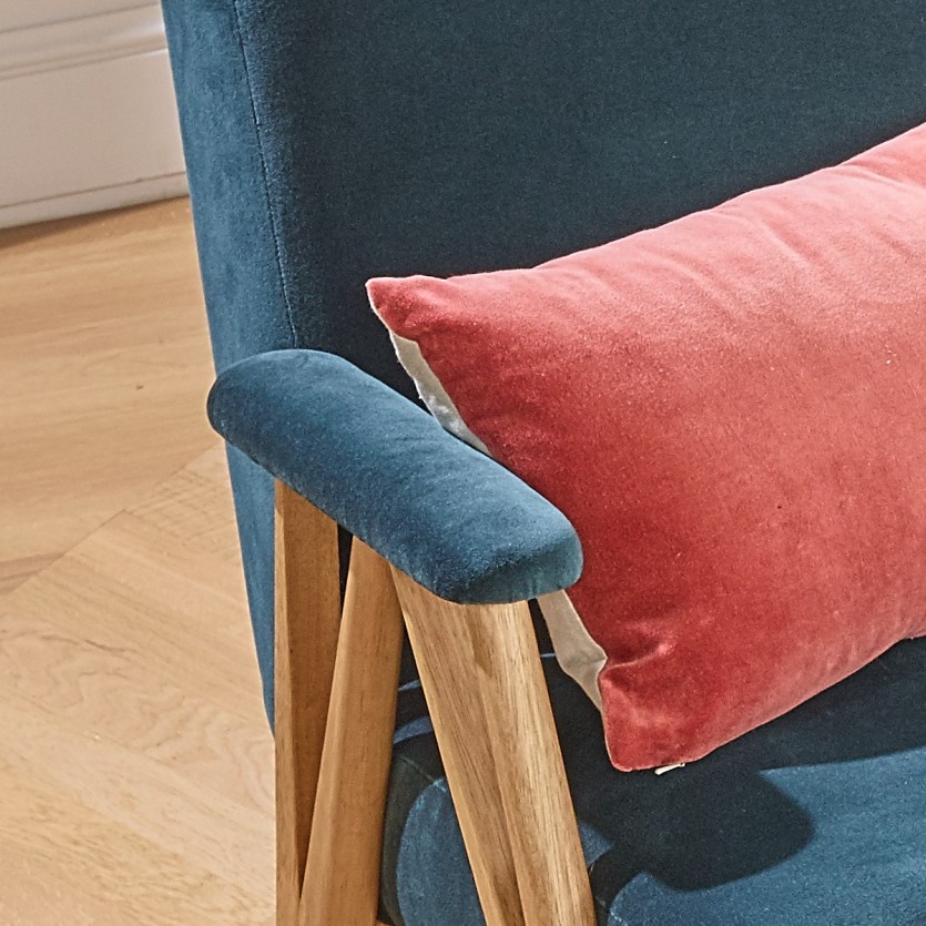 Banquette scandinave en bois et velours W