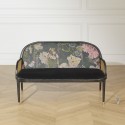 Banquette MARCEL GRAPHITE, chêne, cannage, velours et lin