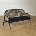 Banquette MARCEL GRAPHITE, chêne, cannage, velours et lin