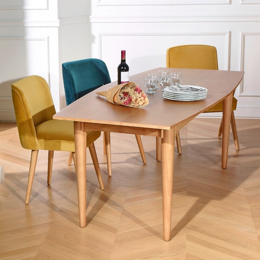 Table de repas scandinave extensible en bois, 8/10 couverts