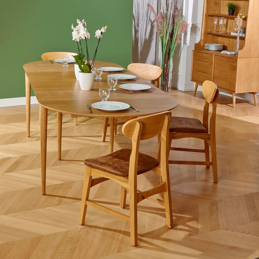 Table de repas scandinave extensible en bois, 8/10 couverts