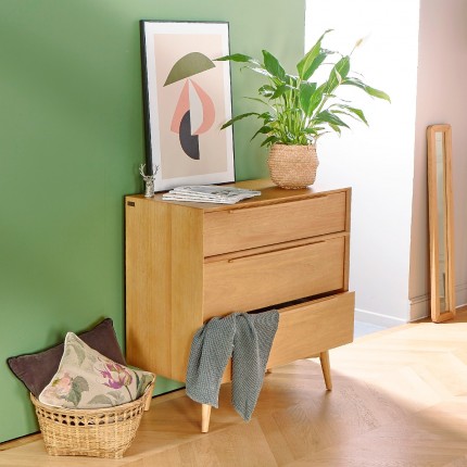 DALHIA Commode scandinave en bois 3 tiroirs