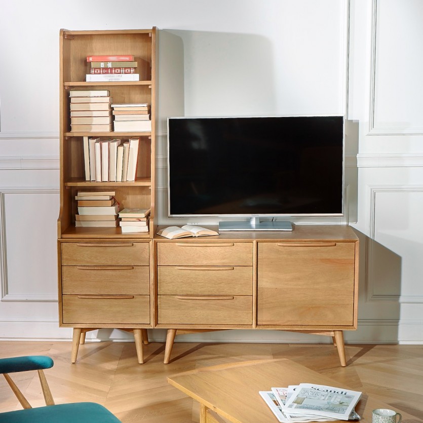 Buffet scandinave DALHIA 3 tiroirs et 1 porte en bois